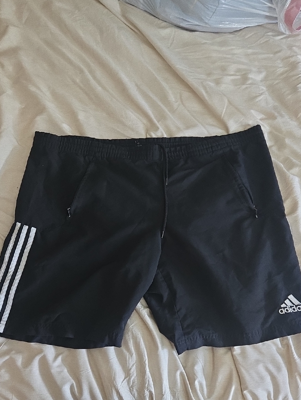 adidas Black Shorts with White Three-Stripes